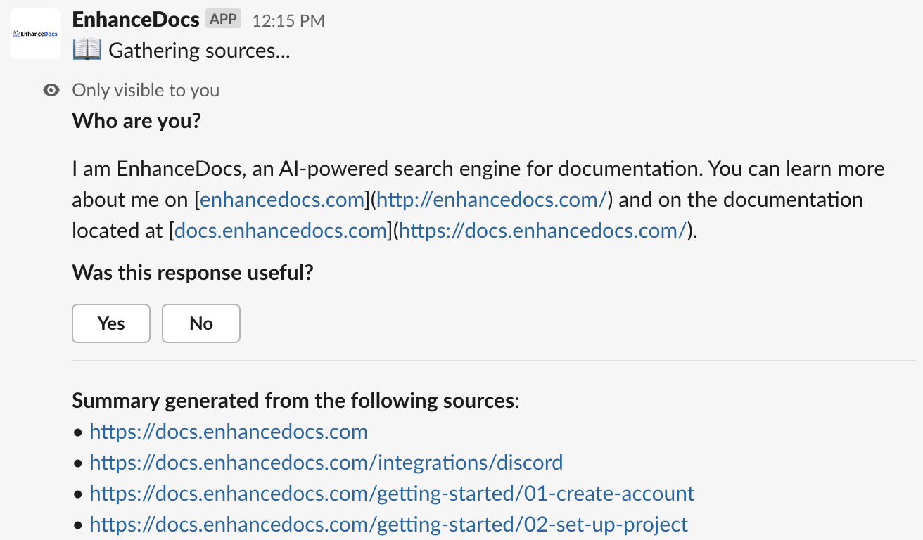 EnhanceDocs Slack App Example